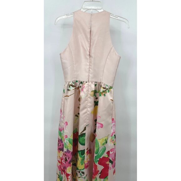 Alfred Sung Floral Maxi Dress Sleeveless Blush Bouquet Gown - Picture 6 of 11